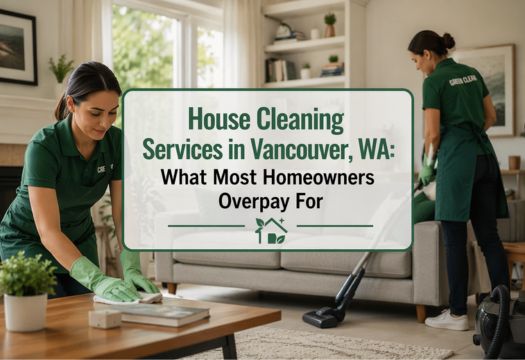 Homeowner reviewing professional cleaning services Vancouver WA pricing to avoid overpaying for unnecessary cleaning packages and add-ons