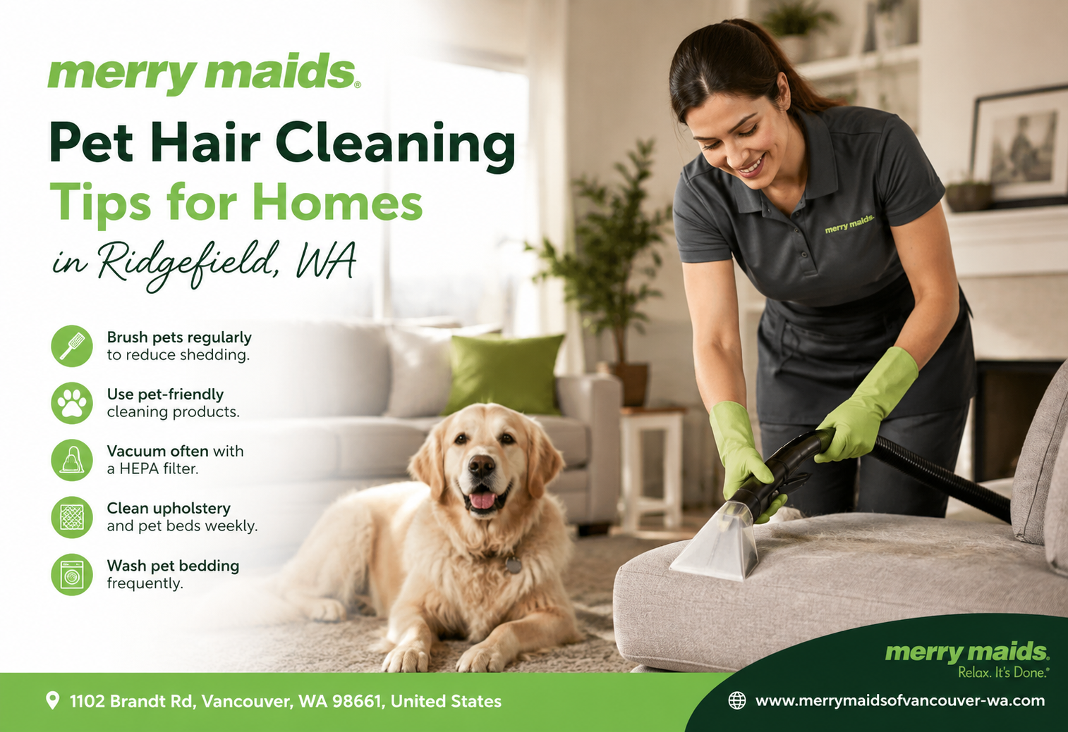 Home cleaning Ridgefield pet hair cleaning tips for floors and furniture